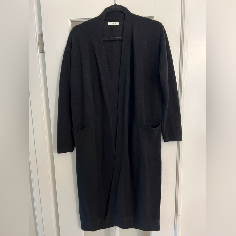Quince Black Cashmere Cardigan